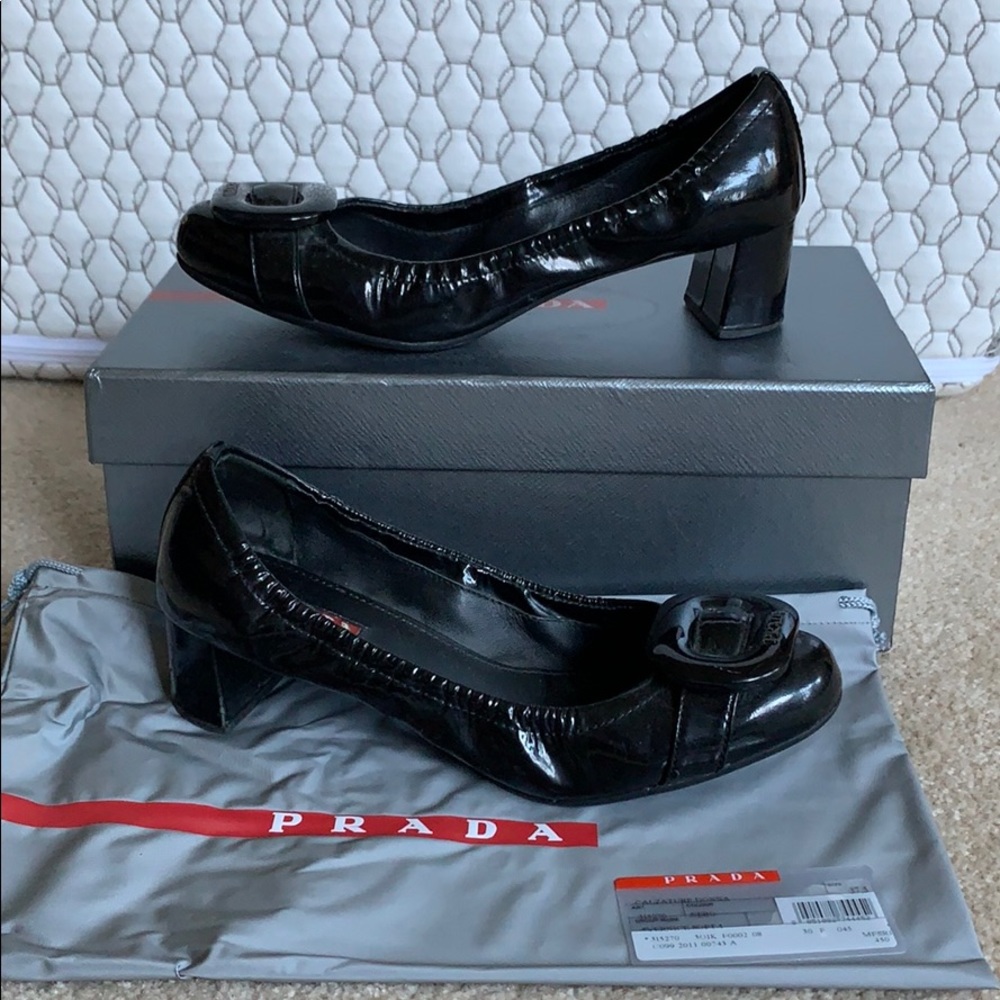 Prada black patent heels